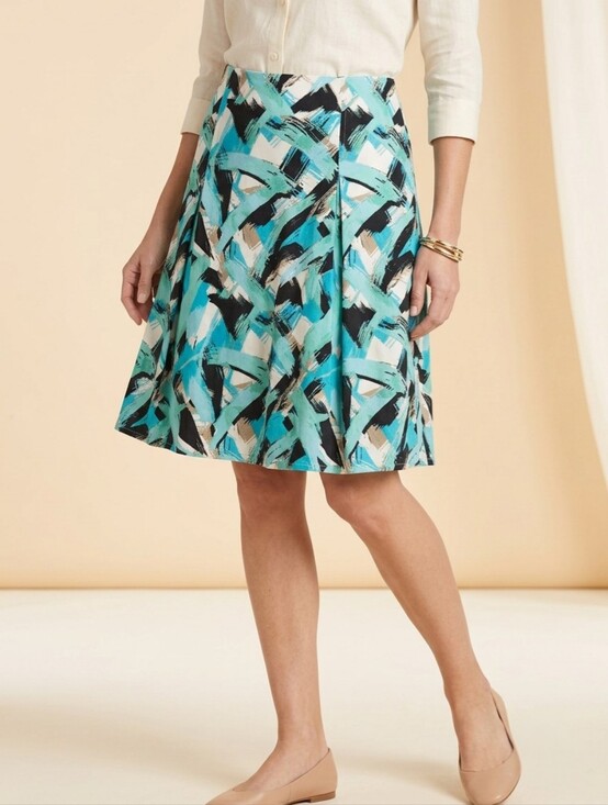 Christopher & Banks Dresses & Skirts - Christopher & Banks Turquoise Brushstroke A-Line Skirt